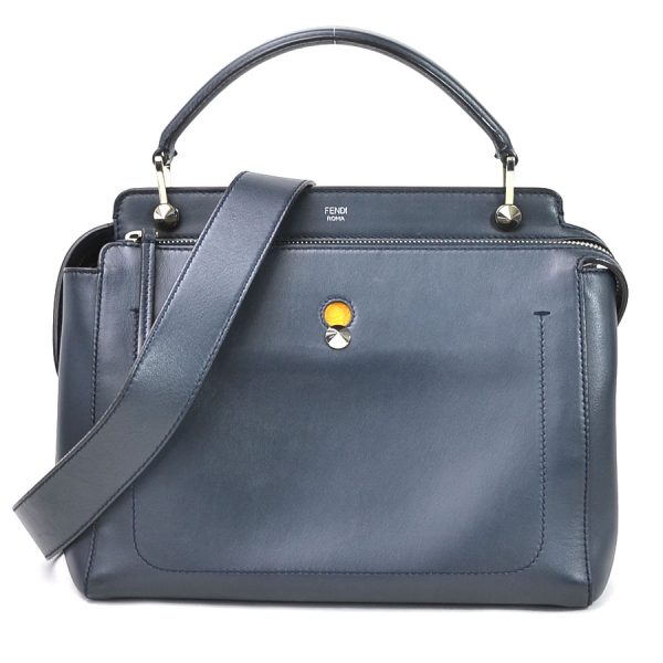 e55236a Fendi Leather Dot Com Shoulder Bag Navy Silver