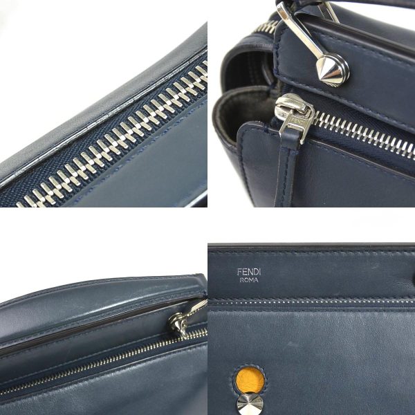 e55236a 9 c Fendi Leather Dot Com Shoulder Bag Navy Silver