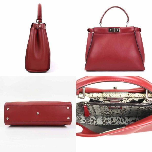 e55318a 1 c Fendi Leather Peekaboo Shoulder Bag Dark Red Silver