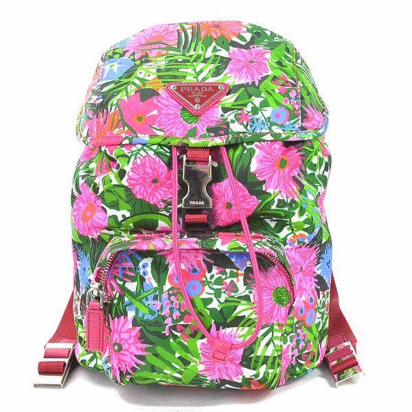 e55359i Prada Nylon Flower Print Backpack Multicolor