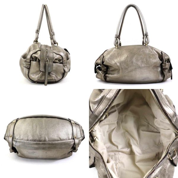 e55431a 1 c Salvatore Ferragamo Handbag Leather Gold Gray