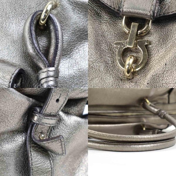 e55431a 9 c Salvatore Ferragamo Handbag Leather Gold Gray