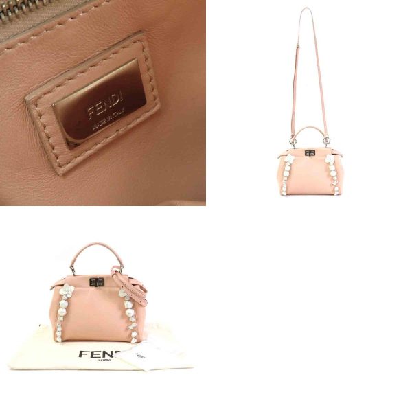 e55474a 13 c Fendi Leather Peekaboo Shoulder Bag Pink Beige