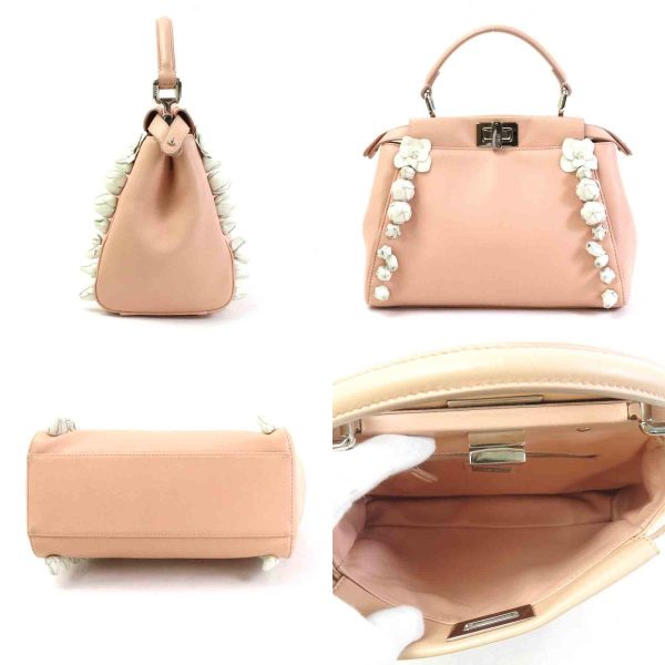 e55474a 1 c Fendi Leather Peekaboo Shoulder Bag Pink Beige