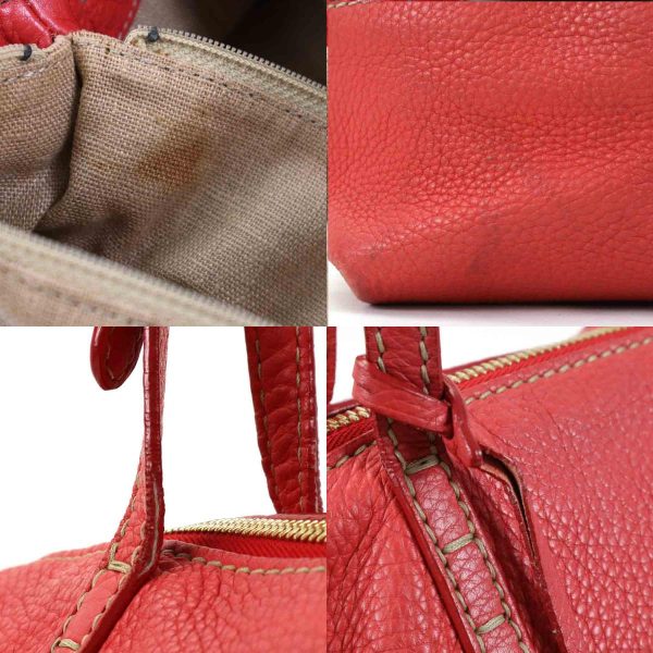 e55513a 6 c Fendi Selleria Leather Shoulder Bag Red Gold