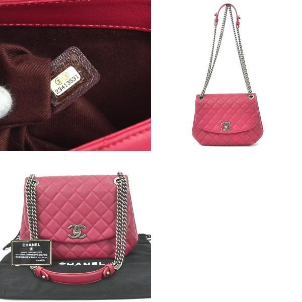 e55601g 13 c Chanel Matelasse Coco Mark Leather Crossbody Shoulder Bag Magenta