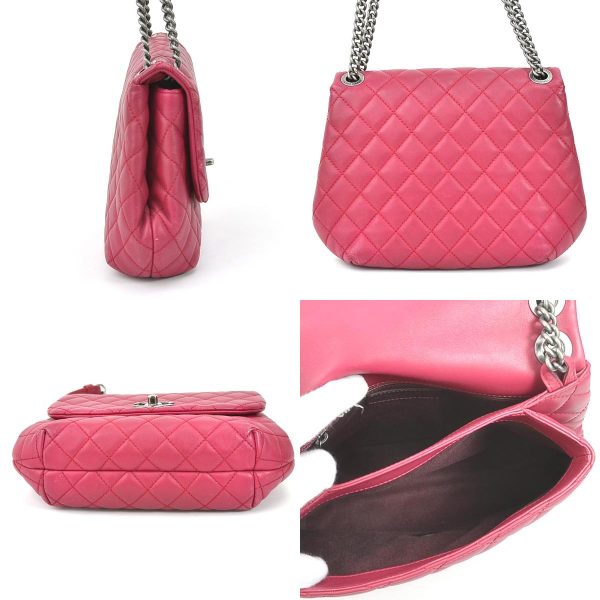 e55601g 1 c Chanel Matelasse Coco Mark Leather Crossbody Shoulder Bag Magenta