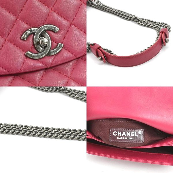 e55601g 9 c Chanel Matelasse Coco Mark Leather Crossbody Shoulder Bag Magenta