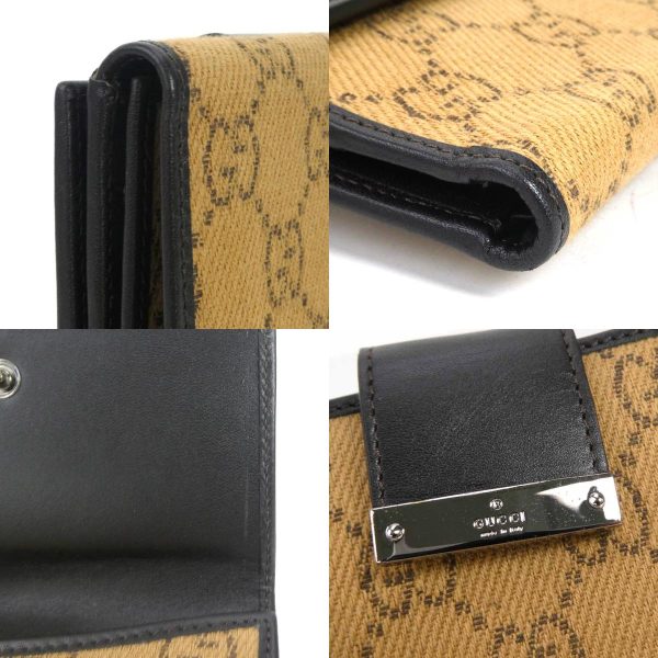 e56150f 6 c Gucci GG Canvas Canvas Leather Bifold Wallet Brown