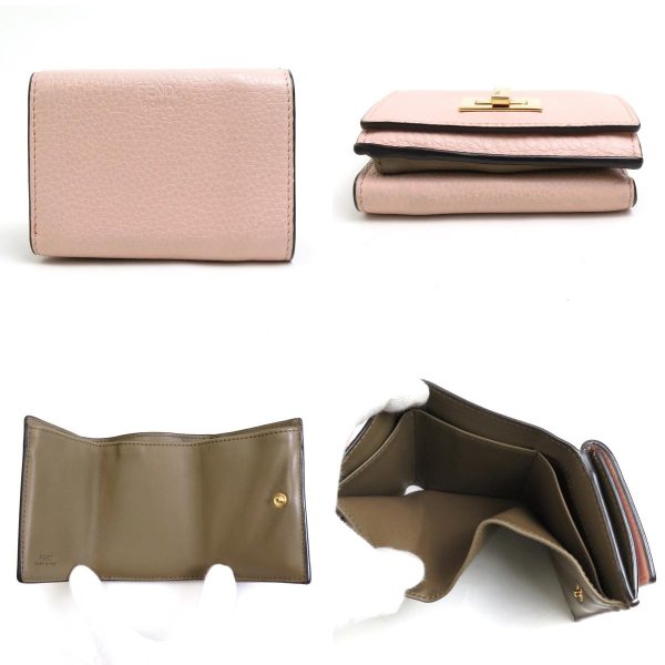 e56186a 2 c Fendi Leather Trifold Wallet Light Pink Gold