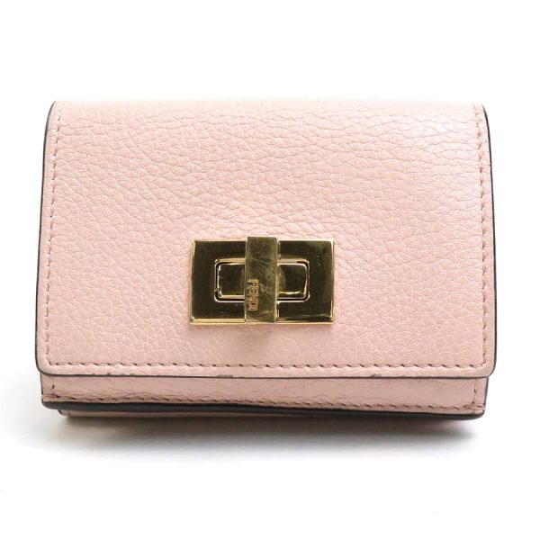 e56186a Fendi Leather Trifold Wallet Light Pink Gold