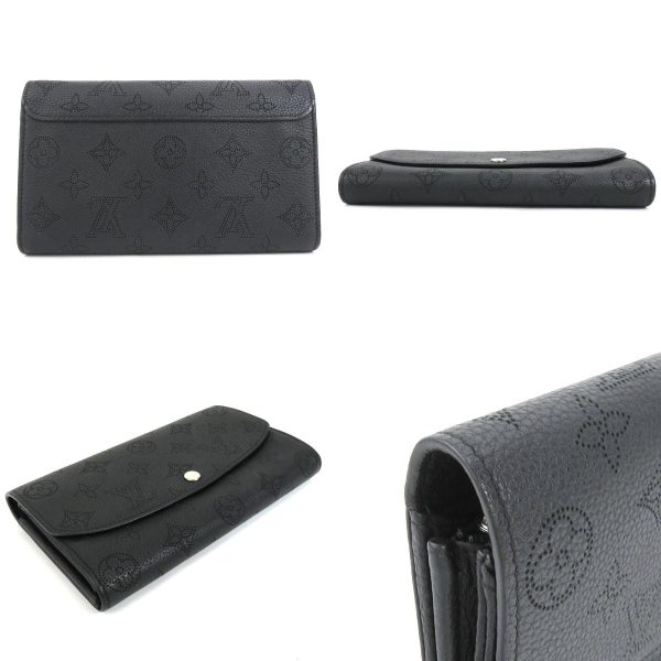 e56217f 1 c Louis Vuitton Monogram Mahina Portefeuil Iris Long Wallet Black