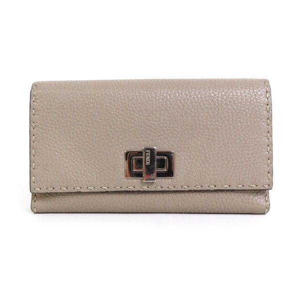 e56511a Fendi Leather Bifold Long Wallet Greige Silver