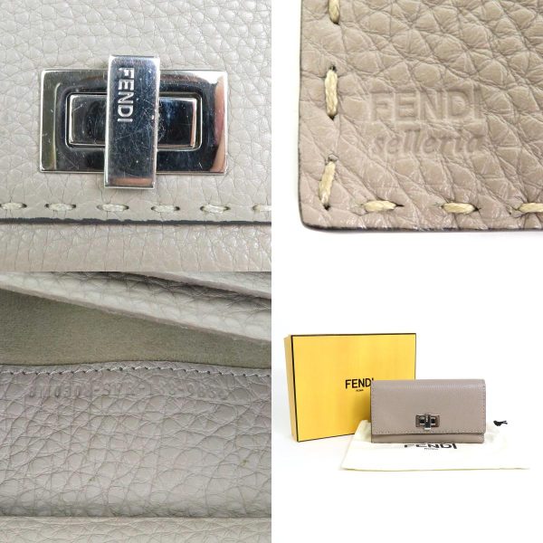 e56511a 7 c Fendi Leather Bifold Long Wallet Greige Silver