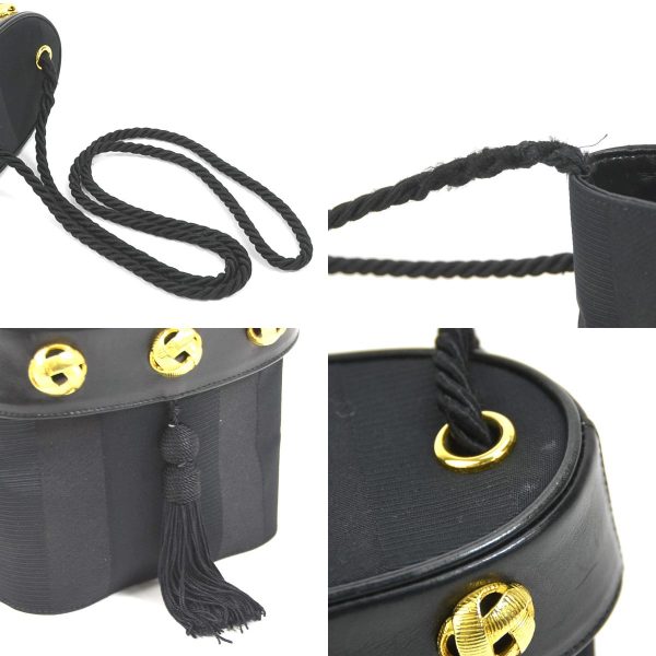 e56622a 9 c Salvatore Ferragamo Crossbody Shoulder Bag Tassel Canvas Leather Black Gold