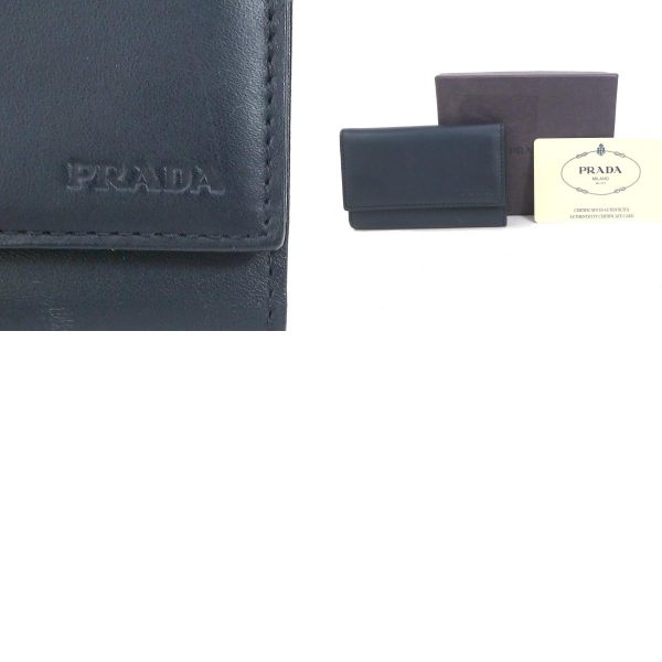 e56717a 10 c Prada Leather Key Case Navy