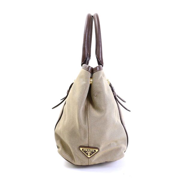 e56744a 1 Prada Canvas Leather Shoulder Bag Brown