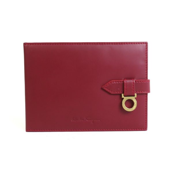 e56789k Salvatore Ferragamo Photo Case Gancini Leather Burgundy