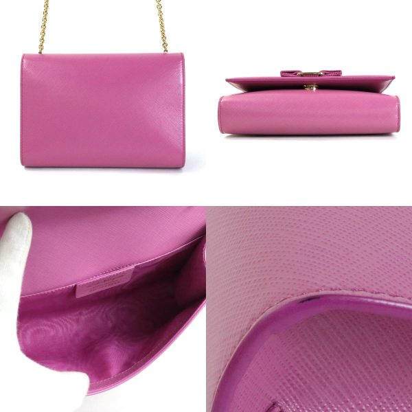 e56834g 2 c Salvatore Ferragamo Crossbody Shoulder Bag Rose Ribbon Leather Purple