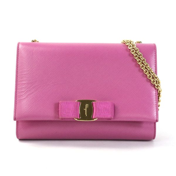 e56834g Salvatore Ferragamo Crossbody Shoulder Bag Rose Ribbon Leather Purple