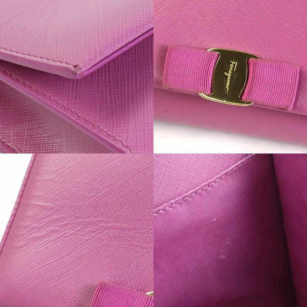 e56834g 6 c Salvatore Ferragamo Crossbody Shoulder Bag Rose Ribbon Leather Purple