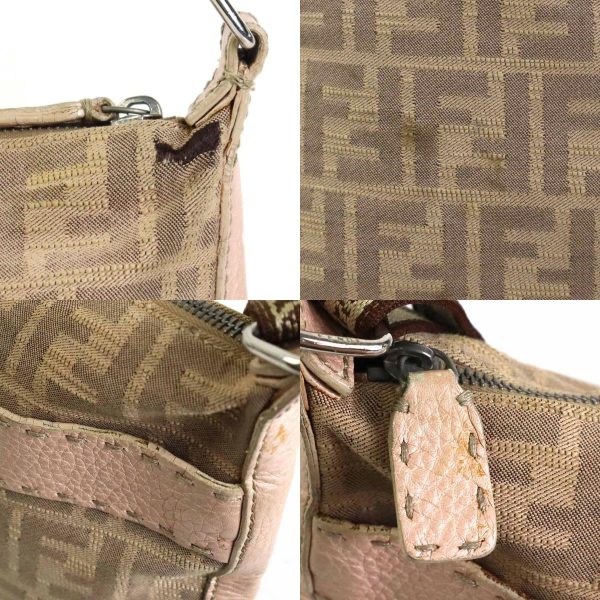 e56862a 9 c Fendi Canvas Leather Zucca Crossbody Shoulder Bag Beige Light Pink