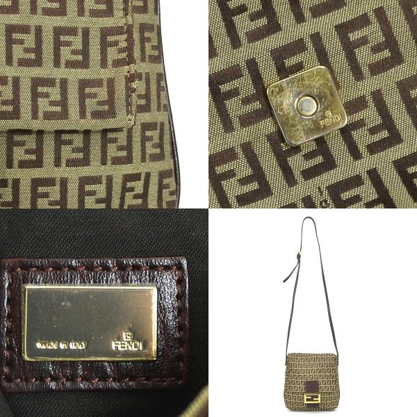 e56867g 10 c Fendi Canvas Leather Crossbody Shoulder Bag Brown