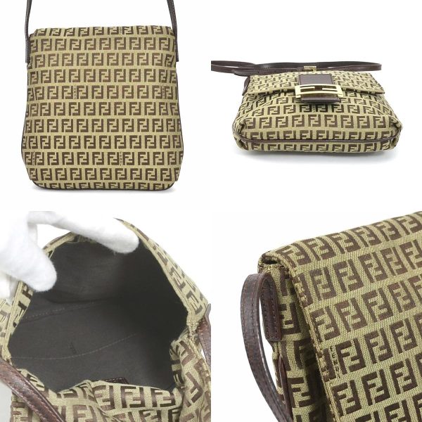 e56867g 2 c Fendi Canvas Leather Crossbody Shoulder Bag Brown