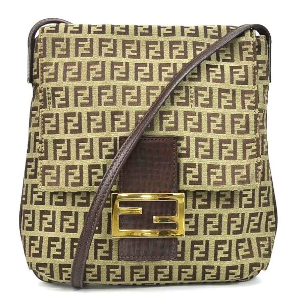 e56867g Fendi Canvas Leather Crossbody Shoulder Bag Brown