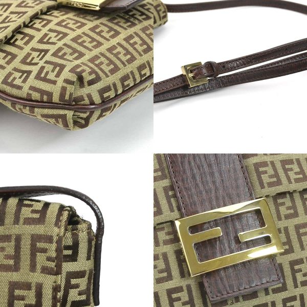 e56867g 6 c Fendi Canvas Leather Crossbody Shoulder Bag Brown