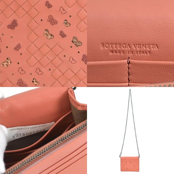 e56893i 10 c Bottega Veneta Wallet Chain Crossbody Shoulder Bag Intrecciato Leather Orange