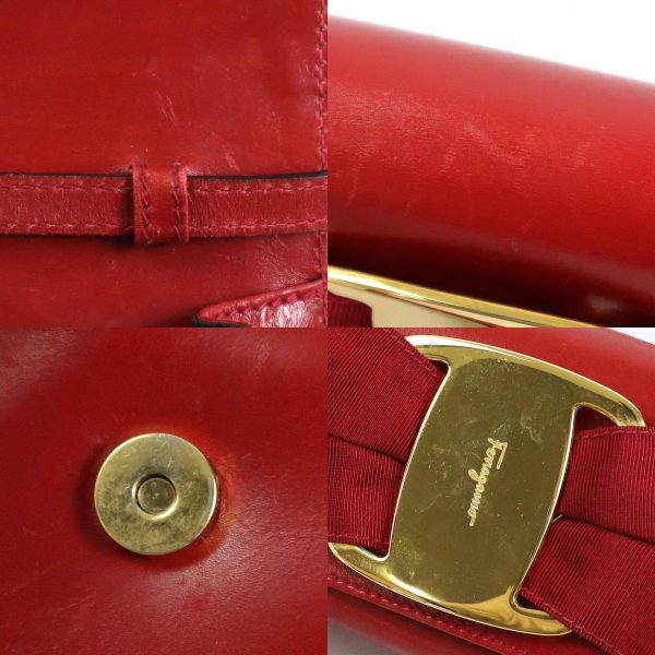 e57014a 6 c Salvatore Ferragamo Crossbody Shoulder Bag Rose Ribbon Leather Red