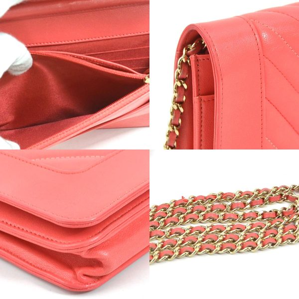 e57020f 5 c Chanel Wallet Chain V Stitch Leather Crossbody Shoulder Bag Pink