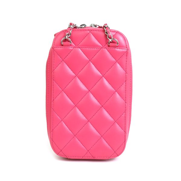 e57049g 1 Chanel Matelasse Leather Smartphone Case Crossbody Shoulder Bag Pink