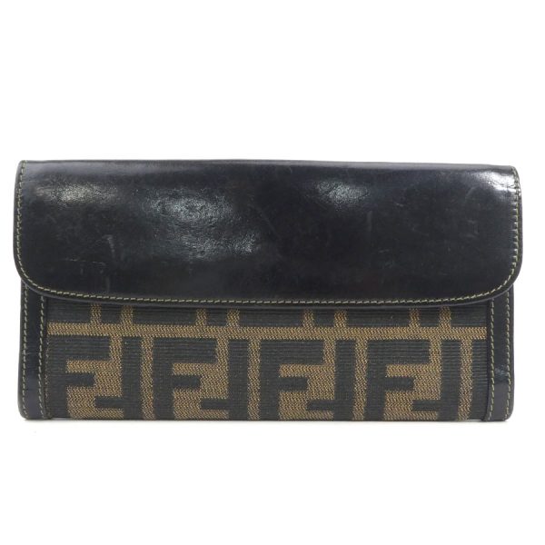 e57090f 1 Fendi Canvas Leather Zucca Bifold Long Wallet Brown