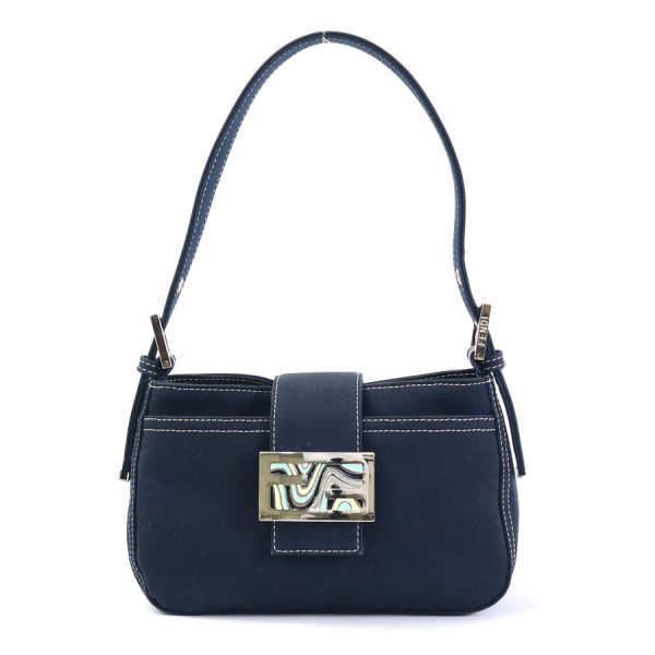 e57137g Fendi Canvas Shoulder Bag Navy Silver