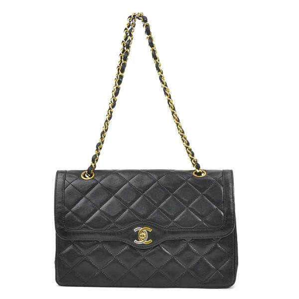 e57286g Chanel Matelasse Leather Shoulder Bag Black