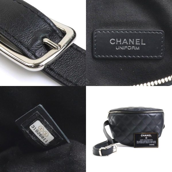 e57314i 10 c Chanel Matelasse Leather Waist Bag Black