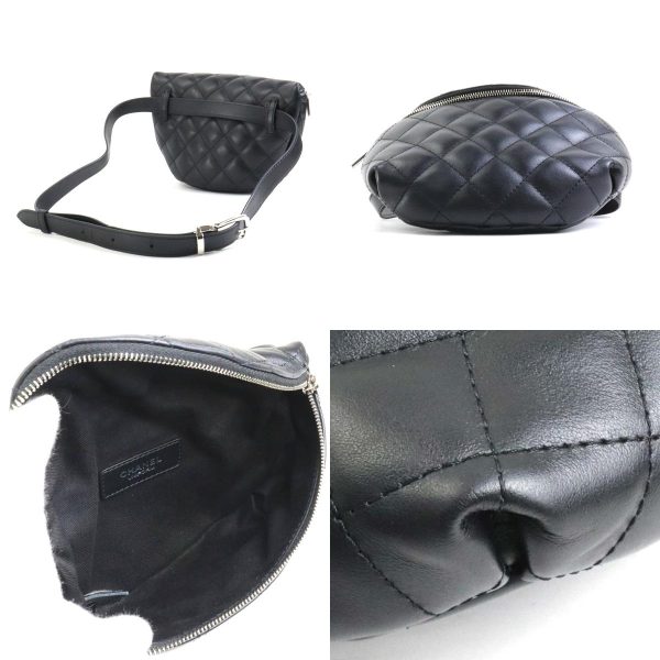 e57314i 2 c Chanel Matelasse Leather Waist Bag Black