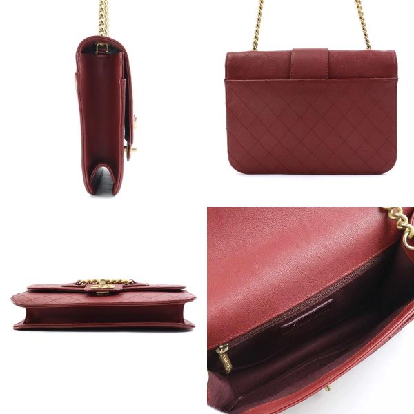 e57404a 1 c Chanel Matelasse Coco Mark Leather Crossbody Shoulder Bag Burgundy