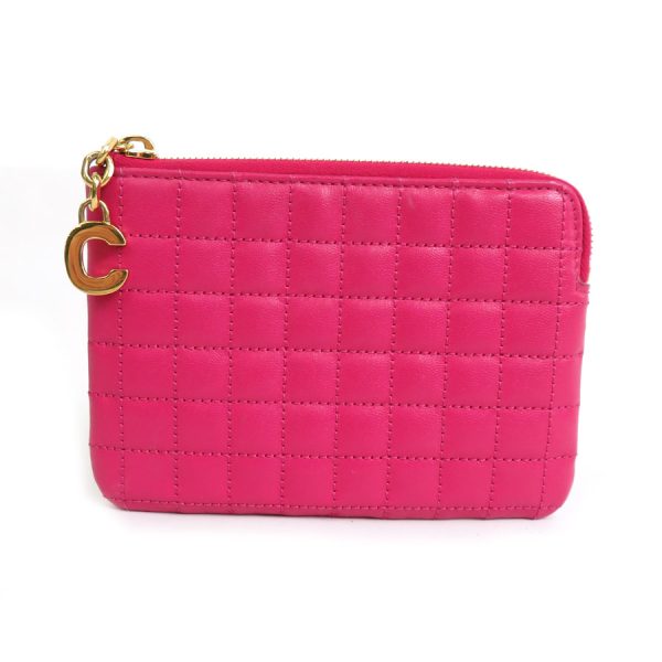 e57416g Celine Quilted Leather Coin Case Pink