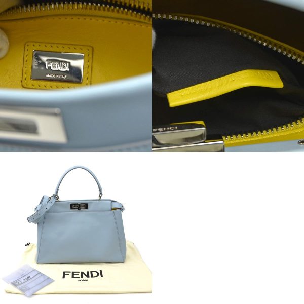 e57617a 13 c Fendi Leather Peekaboo Handbag Light Blue Silver