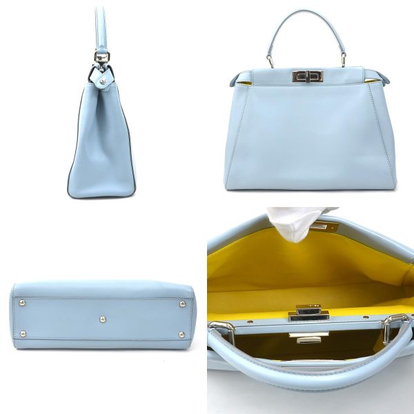 e57617a 1 c Fendi Leather Peekaboo Handbag Light Blue Silver