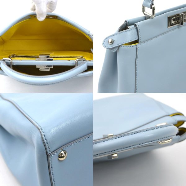 e57617a 5 c Fendi Leather Peekaboo Handbag Light Blue Silver