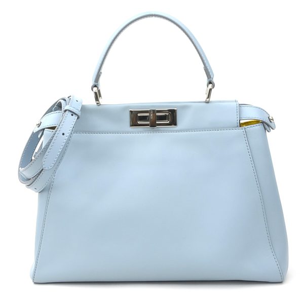 e57617a Fendi Leather Peekaboo Handbag Light Blue Silver