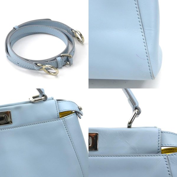 e57617a 9 c Fendi Leather Peekaboo Handbag Light Blue Silver