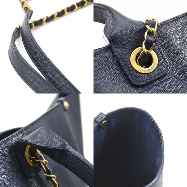 e57645a 9 c Chanel Deauville Leather Shoulder Bag Navy