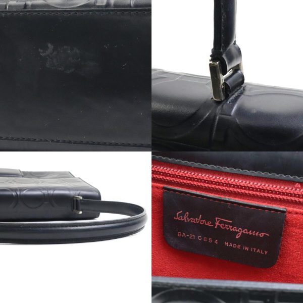 e57673g 10 c Salvatore Ferragamo Shoulder Bag Gancini Leather Black