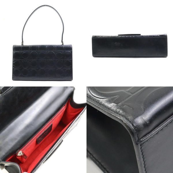 e57673g 2 c Salvatore Ferragamo Shoulder Bag Gancini Leather Black