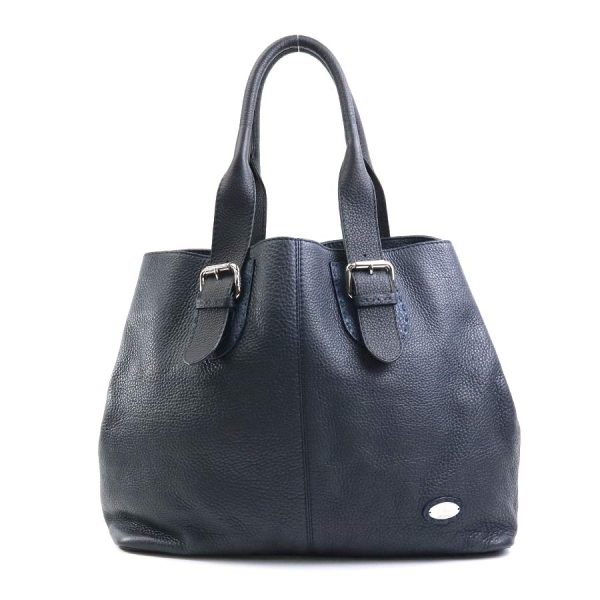 e57676a Fendi Leather Selleria Tote Bag Navy Silver